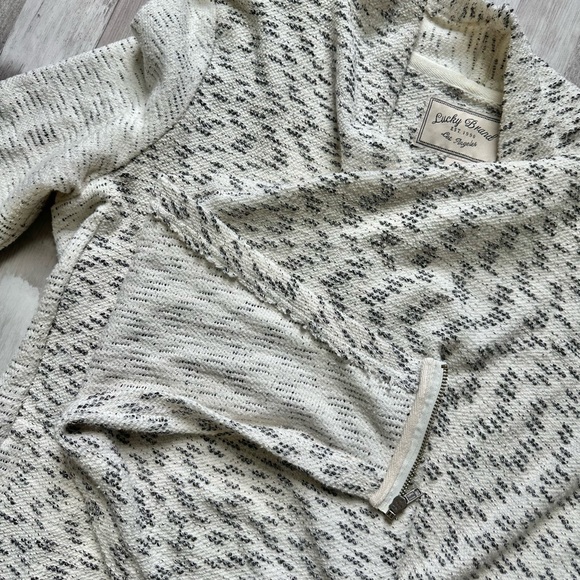 Lucky Brand Asymmetrical Boho Zip Shoulder Textured Drape Sweater | Size M - Picture 9 of 12